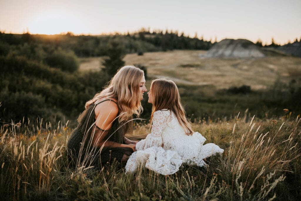 Family Photographer, mother and daughter sitting nose to nose